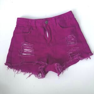 Shein Pink Ripped Cutoff Jean Shorts - Teen Size